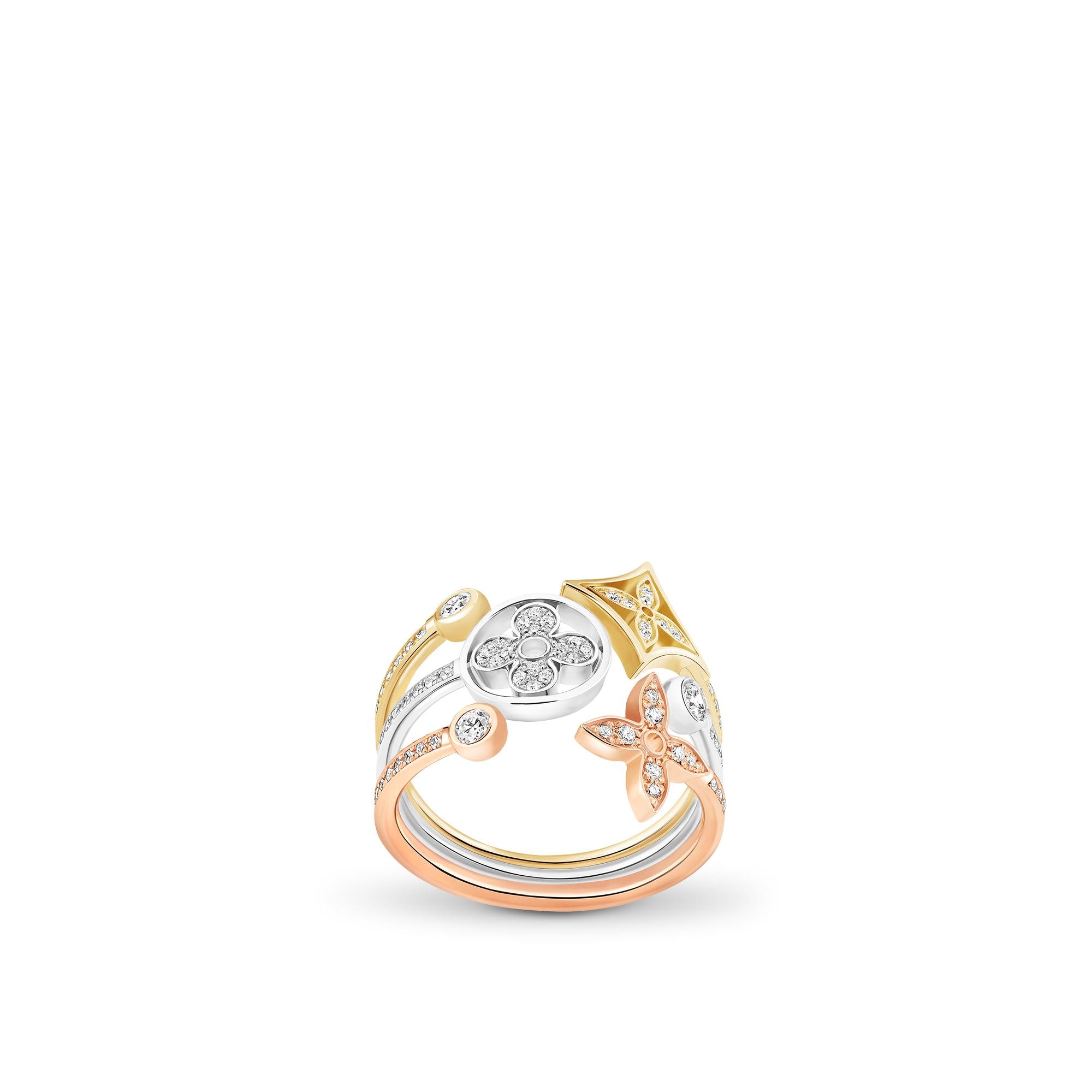 Idylle Blossom mit Diamanten besetzter Ring, 3 Goldarten und Diamanten